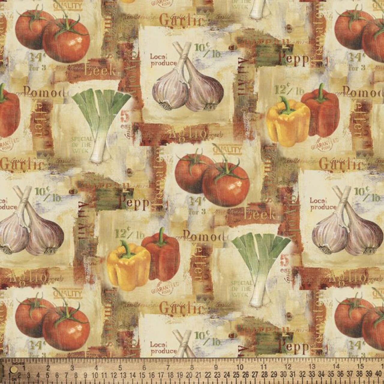 Vegetables Cotton Fabric | By The Yard | Sewing and Crafting | 44 inches wide
